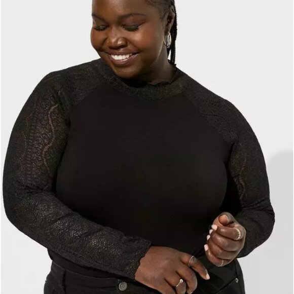 Lace Mock Neck Long Sleeve Top - Picture 2 of 3